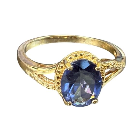 Gold-Plated Sterling Silver Ring with semi precious stone Size 11 - Picture 3 of 5